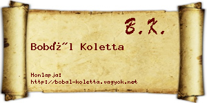 Bobál Koletta névjegykártya